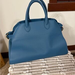 Chic Blue Leather Satchel